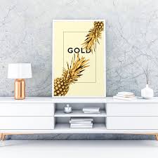 Poster Kunstdruck Ananas Gold Golden Shine Gold Poster Kunstdruck Innendekoration