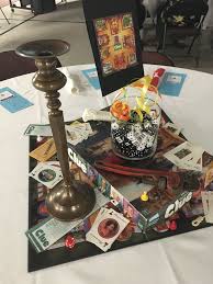 Boardgame Theme Graduation Party Clue Table Centerpiece With A Body Outline Made With Masking Tape Next To T Clue Themed Parties Board Game Wedding Clue Party