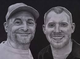 The portrait of Mat with the magnifying glass wasn't great, nor were the  drawings from earlier in the day. But I managed to do one I liked. I think  the wine helped.