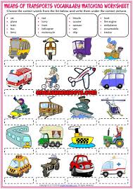 means of transport esl matching exercise worksheet for kids vocabulary games for kids worksheets for kids vocabulary worksheets