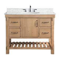 Modern farmhouse bathroom with rustic stool and wicker baskets. Farmhouse Bathroom Vanities Bath The Home Depot