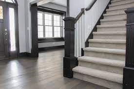 Dark Hardwood Flooring With Cream Staircase Carpet Carpet Stairs Hardwood Floors Dark Carpet Staircase
