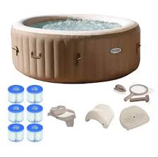 Redesign your little bathroom into a relaxing spa with these hot bathtubs. Intex Inflatable Pure Spa 6 Person Portable Heated Bubble Jet Hot Tub 28407e Walmart Com Inflatable Hot Tubs Portable Hot Tub Spa Hot Tubs