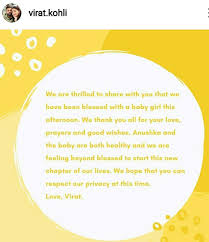 Virat kohli announces baby daughter is born as world reacts. Tfg7f4ubznqzom