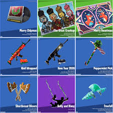 What items are in the fortnite item shop? Ifiremonkey On Twitter Here Are All Of The Items You Can Get From Winterfest Presents Winterfest Presents Work On An Rng Based System Meaning When You Open One You Will Randomly Get