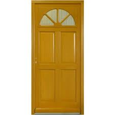 Porte d'entrée bois classique mi vitrée aléria. Porte D Entree Bois Exotique Lea 215x90 Cm Droit Materiauxnet Com