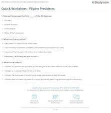 If you can ace this general knowledge quiz, you know more t. Quiz Worksheet Filipino Presidents Study Com