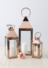 Rose Gold Candle Lantern Set Boho Wedding Decor Afloral Com Metal Candle Lanterns Rose Gold Decor Gold Room Decor