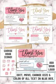 Pink And Gold Thank You Card Template Thank You For Your Etsy In 2020 Printable Thank You Cards Small Business Cards Business Thank You Cards