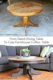 Diy Round Farmhouse Coffee Table Life On Kaydeross Creek Coffee Table Farmhouse Furniture Makeover Refurbished Table