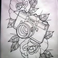 Black Outline Camera With Flowers Tattoo Stencil Black Camera Flowers Outline Stencil Tattoo Tattoo Stencil Outline Camera Tattoo Design Camera Tattoos