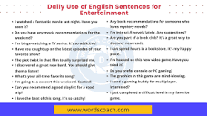 Daily Use of English Sentences for Entertainment - Word Coach
