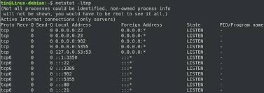 The netstat command line utility shows information about the network status of a workstation or server. Debian Find Out Which Port Number A Process Is Listening On