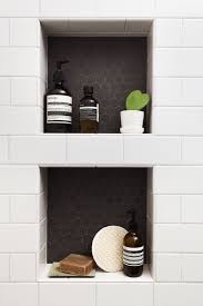 Black Hexagon Tile For The Shower Niche A Jennison Shower Niche Tile Shower Niche Farmhouse Shower