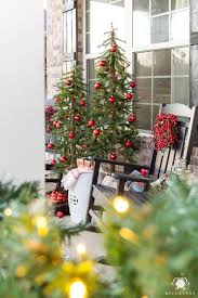 A Twist On Classic Front Porch Christms Decor With Multiple Trees Front Porch Christmas Decor Christmas Porch Front Porch Decorating