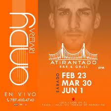 BUSCANDO LA MEJOR ALATERNATIVA PARA HOY SÁBADO?? Aquí está!!! "Atirantado  Bar & Grill" Hoy el turno es de ANDY RIVERA #livemusic #atirantado  #naranjito #paseolineal