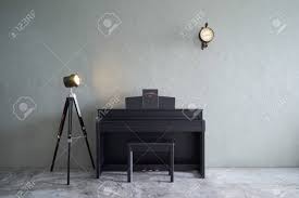 Living room floor plan, floor plan, furniture arrangement. Modern Living Room With Piano Clock And Lamp Stand Cement Floor Stock Photo Picture And Royalty Free Image Image 89469691