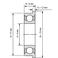 miniature flanged ball bearing f 606 zz f606 zz 6x17x6 mm