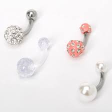 Silver 14g Fireball Belly Rings 4 Pack Belly Rings Belly Button Piercing Jewelry Cute Belly Rings