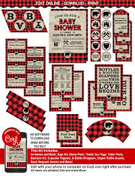 Lumberjack Baby Shower Decorations Invitation Template Etsy