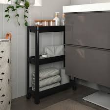 Vesken Rollwagen Schwarz 54x18x71 Cm Ikea Deutschland Ikea Rollwagen Kleines Badezimmer Rollwagen