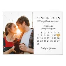 Save The Date Modern Calendar Gold Heart Feb 2021 Invitation Zazzle Com In 2020 Modern Calendar Save The Date Wedding Invitations Stationery