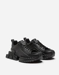Black And Silver Dolce Gabbana Sneakers Dolce Gabbana Super King Exaggerated Sole Leather Trainers In Black Modesens Sneakers Men Sneakers Men Fashion Mens Prom Shoes