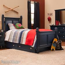 Varsity Kids Twin Post Bed W Trundle Navy Blue Dj Room Trundle Bed Bed