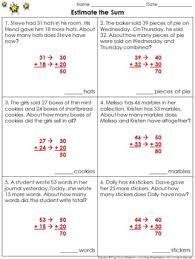 Estimate The Sum 2 Digit Addition Problem Solving Practice Sheets Rounding Solving Word Problems Problem Solving Practice Sheet