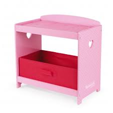 Table à langer pour poupee avec baignoire, matelas à langer en mousse et rangement pour les vêtements. Table A Langer Mademoiselle Bois