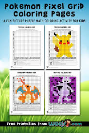 Pokemon Pixel Grid Coloring Pages Mystery Pictures Woo Jr Kids Activities Pikachu could be obtained in the grass patch at the top of route 1 where a npc was standing in the grass (old map), or viridian forest.