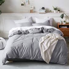 Shop over 2,400 top cotton duvet cover set king and earn cash back all in one place. Amazon Com Bedsure 100 Washed Cotton Duvet Cover King Size Grey Comforter Cover Bedding Set 3 Pieces 1 Duvet Cover 2 Pillow Shams Kitchen Dining