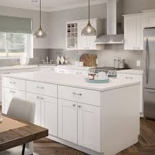 Shop Hampton Bay Princeton Warm White Cabinets Or Satin White Less Expensive Instock Op White Kitchen Accessories White Shaker Kitchen White Kitchen Handles