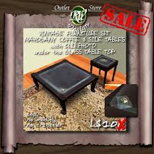 Prices for root coffee tables start at $1,095 and top out at $36,275 with the average selling for $4,457. Second Life Marketplace Sale 90 Off Vintage Mahogany Coffee And Side Tables With Old Photograph Under The Frosted Glass Table Tops Boxed