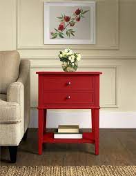 A simple, yet stunning accent table that features a round top made from naturally finished indian mango wood. Keep Essential Items Within Arm S Reach With The Altra Franklin Accent Table With 2 Drawers This Beautif Red Accents Living Room Red Accent Table Accent Table