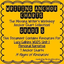 Lucy Calkins Writing Workshop Anchor Charts 5th Grade Wuos Unit 1 Narratives