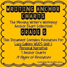 lucy calkins writing workshop anchor charts 5th grade wuos unit 1 narratives