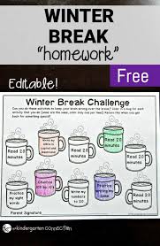 Winter Break Homework Christmas Kindergarten Winter Break Activities Holiday Homework