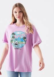 Plastic Baskili Lila Tisort 2020 Tisort Kadin Mavi