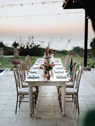 Distressed Phoenix Chairs Matched Wit Brand New Farm Style Teak Tables For A Wedding Reception In Casa Bali Tamarindo Cost Farm Style New Farm Wedding Chairs