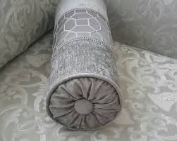 Elegant Gray Velvet Decorative Bolster Pillow Size 17 In X Etsy Bolster Pillow Pillow Size Grey Velvet