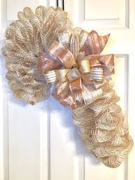 Rose Gold Candy Cane Wreath Christmas Wreaths Candy Cane Wreath Christmas Mesh Wreaths