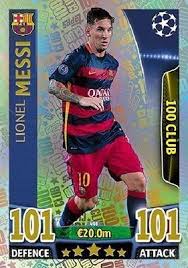 Make match attax / top trump cards using photoshop mail merge.: Topps Champions League Match Attax 15 16 Lionel Messi 100 Hundred Club 2015 2016 Trading Card Barcelona Messi Match Attax Messi Soccer Cards