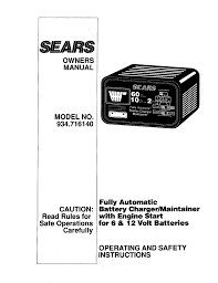 craftsman battery charger manual l0812662