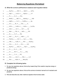 Balancing equations and types of reactions worlsheet key. Balancing Equations And Reaction Types Answer Key