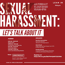 Malaysian women also face nonsexual violence inside and outside the workplace, not covered by the bill. Lean In Malaysia On Twitter Sexual Harassment Let S Talk About It We Are Extending Our Registration Deadline To Tomorrow 7 Jan Go Ahead And Reserve Your Spots Via The Registration Link Https T Co Alfnqlpdl4