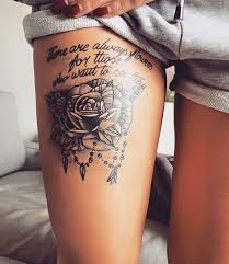 But this thigh tattoo has a very long quote. 28 Meaningful Thigh Tattoos Quotes Anime Mania
