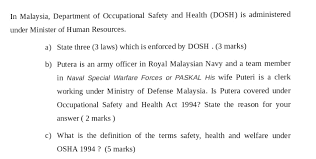 World health organization and international labour organization; In Malaysia Department Of Occupational Safety And Chegg Com