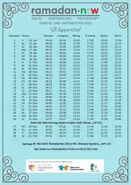 (um welche uhrzeit?) when?, what time?; Ramadankalender Wuppertal Ramadan Nrw