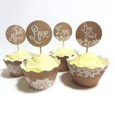 Rustic Wedding Burlap And Lace Cupcake Wrappers Cake Toppers Instant Printable Download Pdf Files Wedding Cupcakes Rustic Lace Cupcakes Burlap Wedding Cake